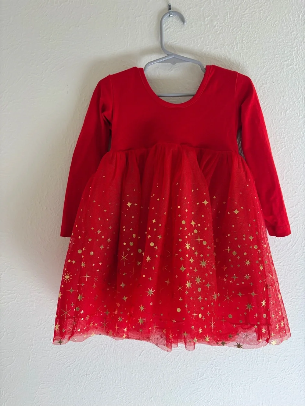 Hanna Andersson Red Long Sleeve Shimmer Tulle Dress